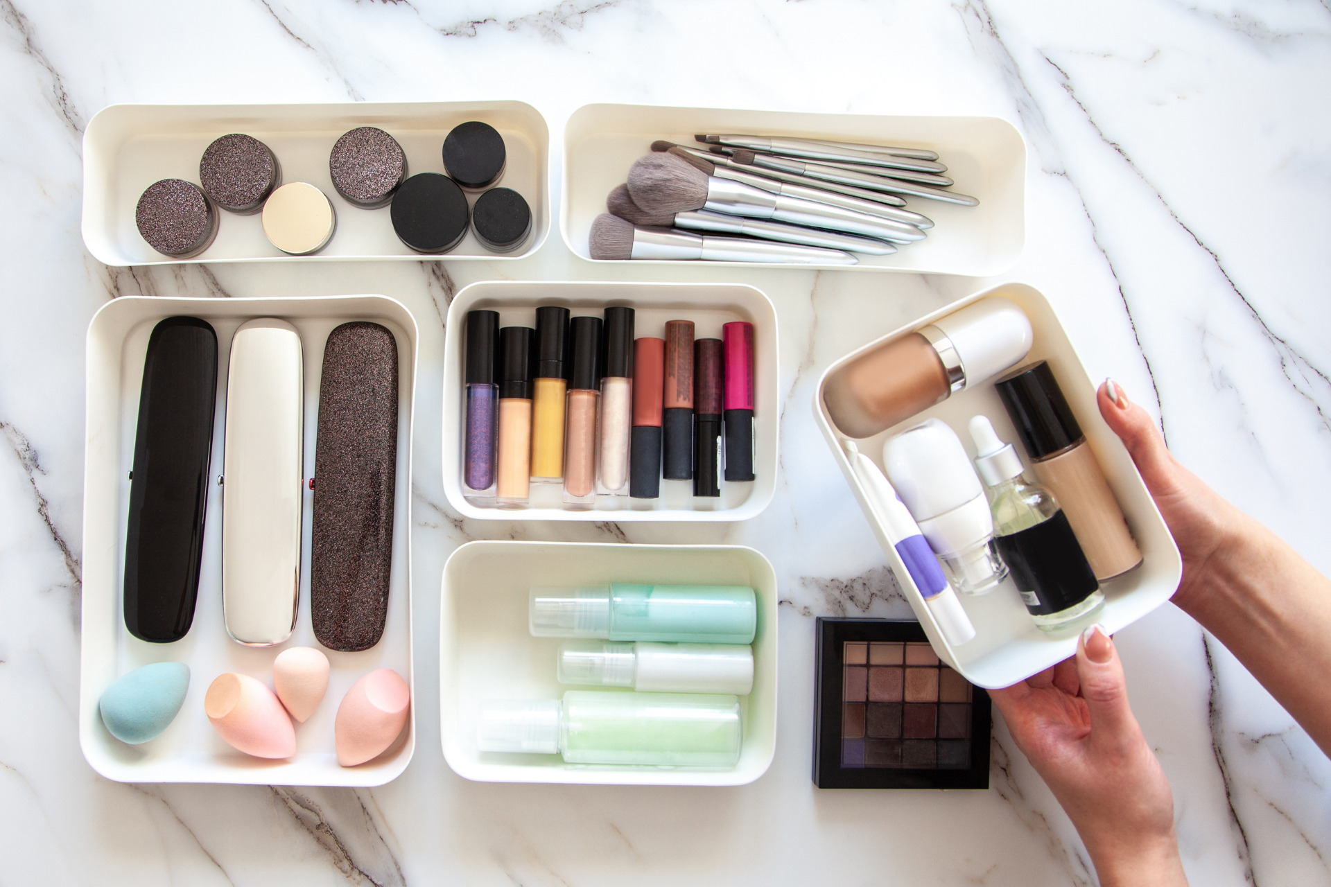 Beige Kosmetiktasche Aus Filz – Mit Mehreren Fächern, Ideal Zur Aufbewahrung & Organisation